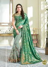 Green Colour Latest Designer Fancy Wedding Wear Designer Thread Zari And Cord Embroidery Work Heavy Saree Collection 10109